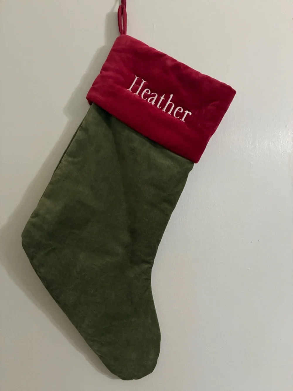 Pottery Barn - Velvet Stocking, Personalized: HEATHER